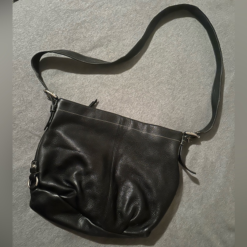 Gorgeous Coach black leather bag with adjustable strap